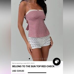 Princess Polly Red Check Tieback Top